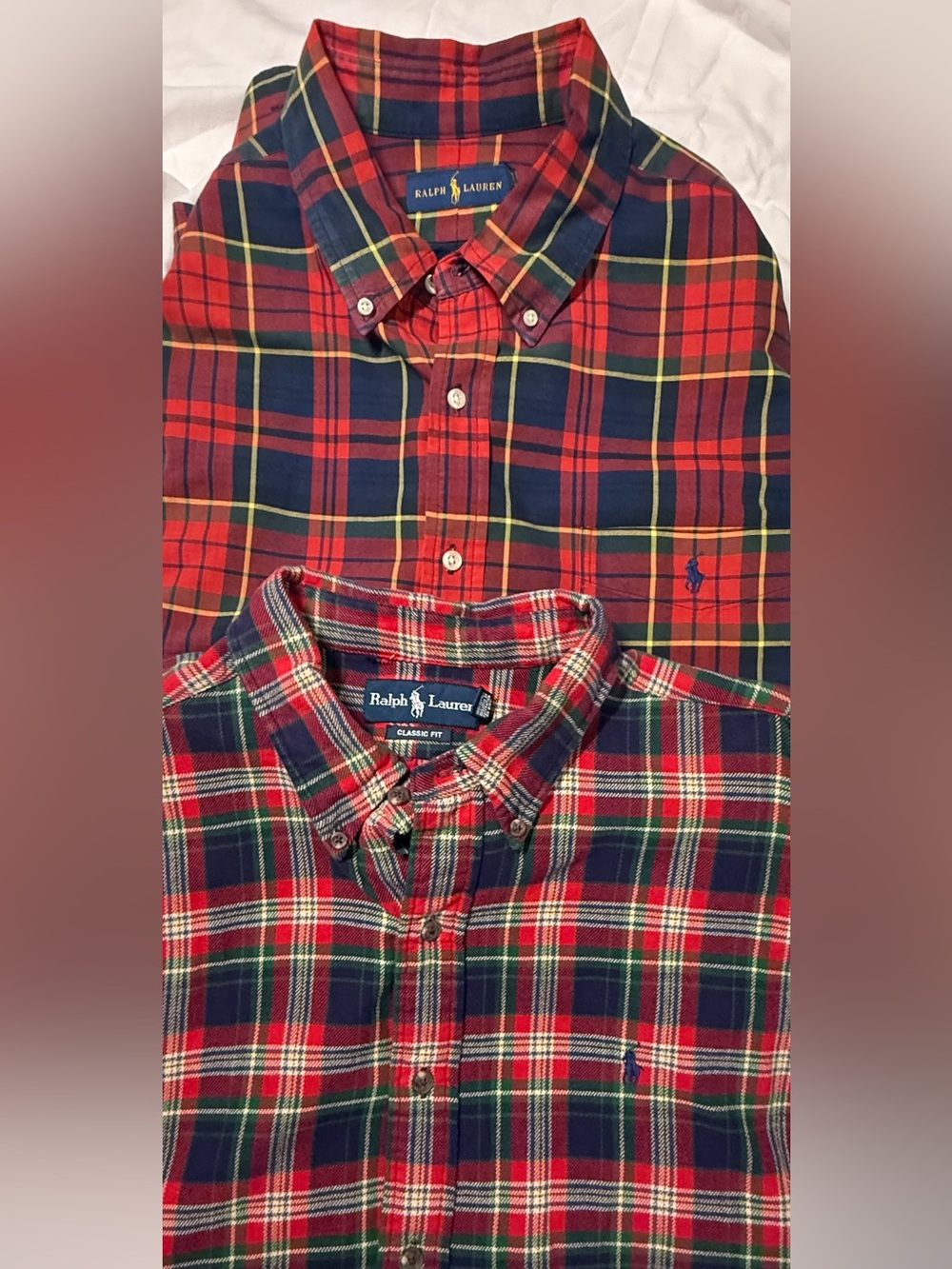 VTG Polo Ralph Lauren Flannel & Classic Dress Shirts Red Plaid Men’s 2XL XXL